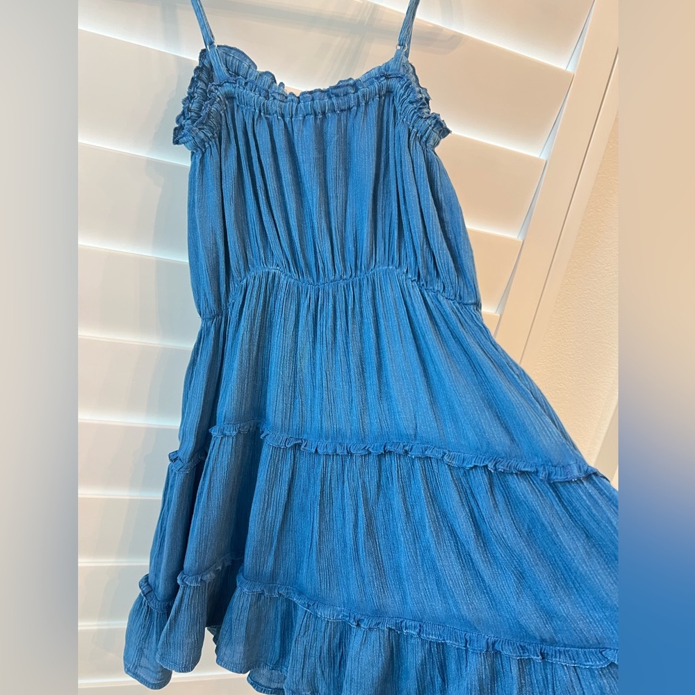 Denim Blue Dress with Crochet Details - Picture 4 of 7